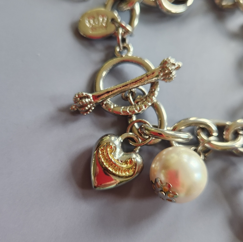 Juicy Couture Silver Tone 8 Charms Bracelet with Yellow and Pink Accents 2008 - Picture 7 of 17
